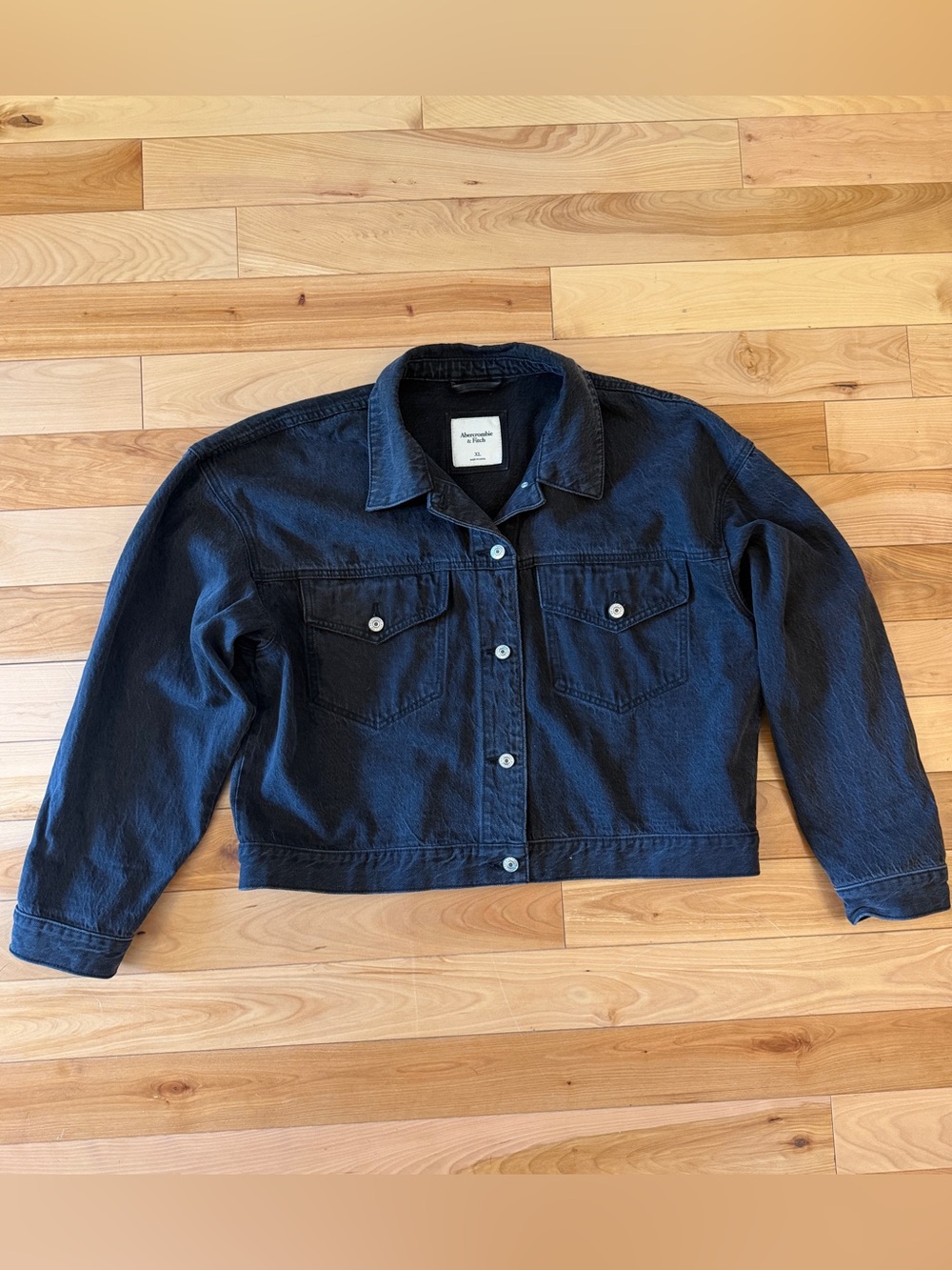 Abercrombie Women's Drapey Cropped Denim Jacket—XL